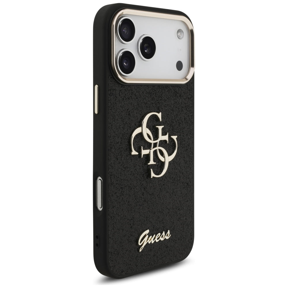 Guess Fixed Glitter Big 4G Metal Frame case for iPhone 17 Pro Max - black_3