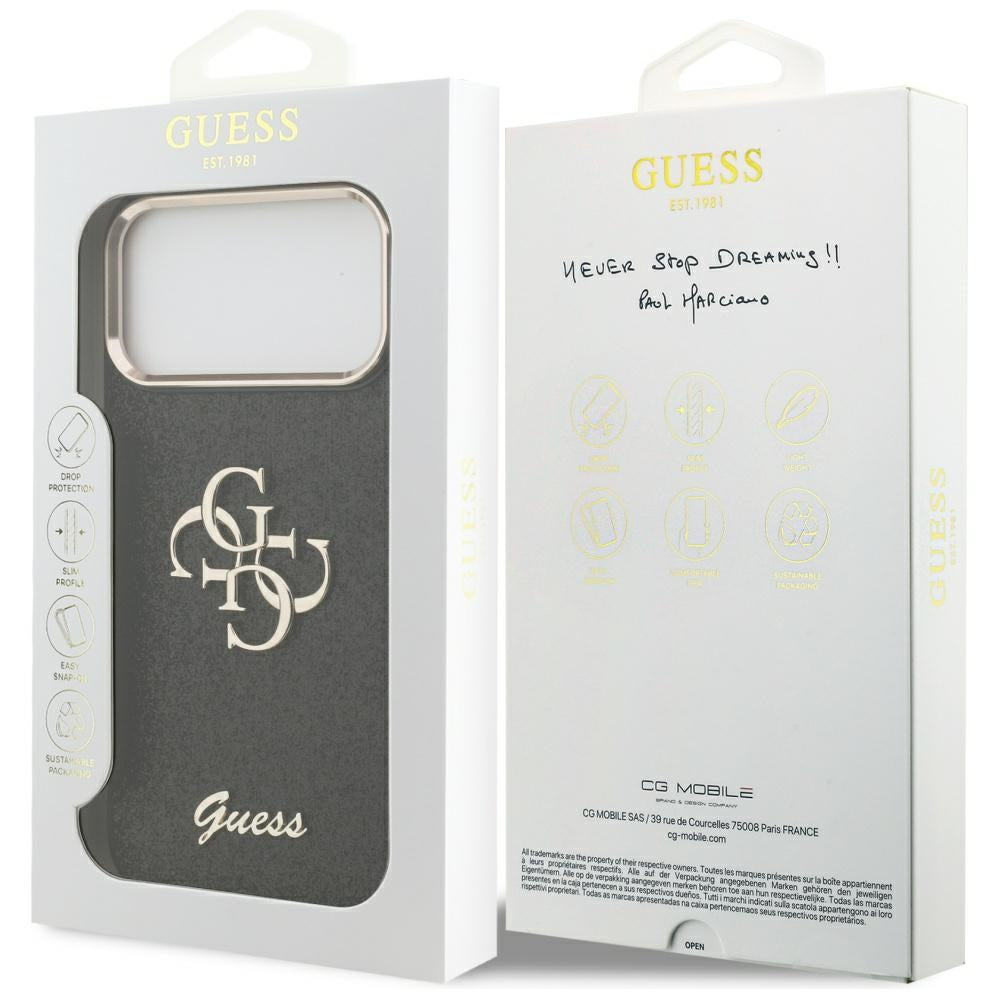 Guess Fixed Glitter Big 4G Metal Frame case for iPhone 17 Pro Max - black_7
