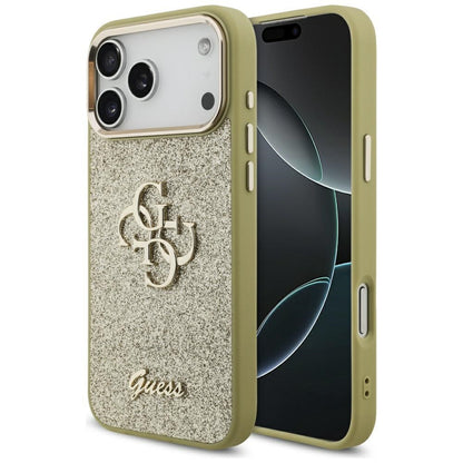 Guess Fixed Glitter Big 4G Metal Frame case for iPhone 17 Pro Max - gold_0