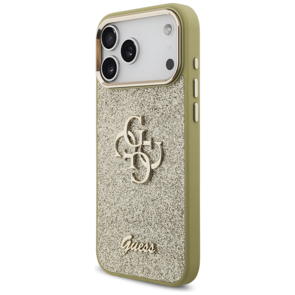 Guess Fixed Glitter Big 4G Metal Frame case for iPhone 17 Pro Max - gold_1