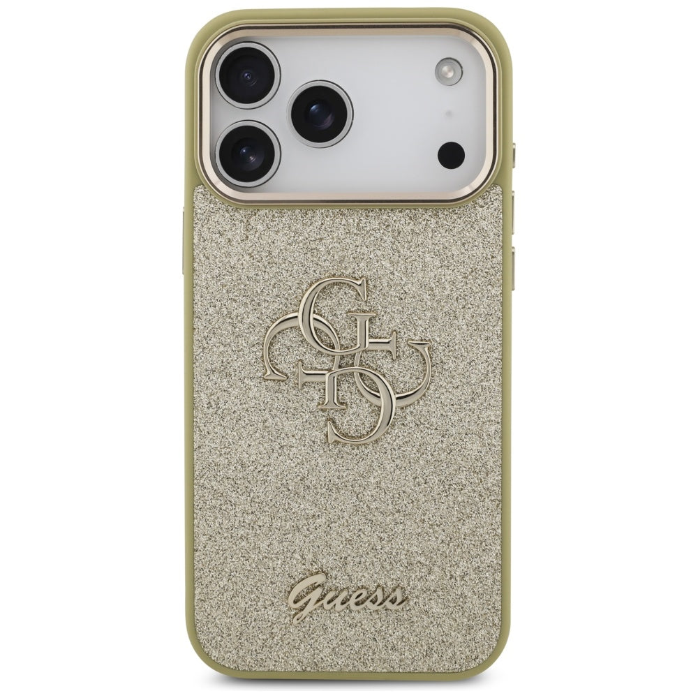 Guess Fixed Glitter Big 4G Metal Frame case for iPhone 17 Pro Max - gold_2