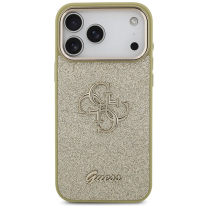 Guess Fixed Glitter Big 4G Metal Frame case for iPhone 17 Pro Max - gold_2