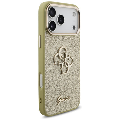 Guess Fixed Glitter Big 4G Metal Frame case for iPhone 17 Pro Max - gold_3