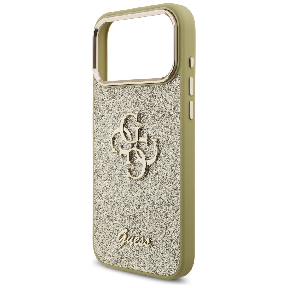 Guess Fixed Glitter Big 4G Metal Frame case for iPhone 17 Pro Max - gold_5