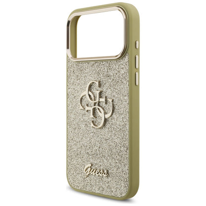 Guess Fixed Glitter Big 4G Metal Frame case for iPhone 17 Pro Max - gold_5