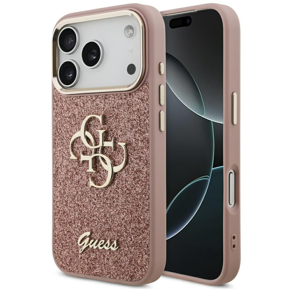 Guess Fixed Glitter Big 4G Metal Frame Case for iPhone 17 Pro - Pink_0