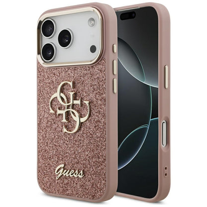 Guess Fixed Glitter Big 4G Metal Frame Case for iPhone 17 Pro - Pink_0