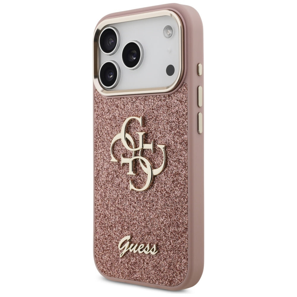 Guess Fixed Glitter Big 4G Metal Frame Case for iPhone 17 Pro - Pink_1