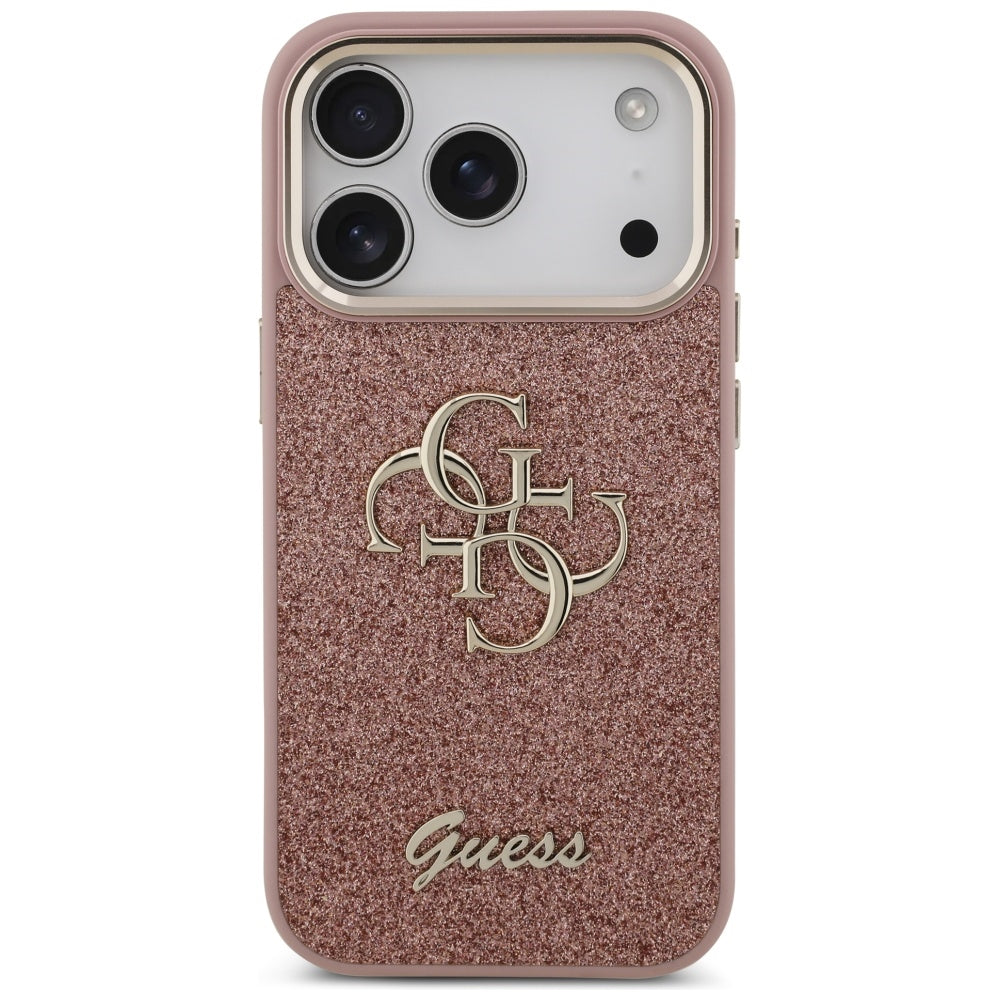 Guess Fixed Glitter Big 4G Metal Frame Case for iPhone 17 Pro - Pink_2