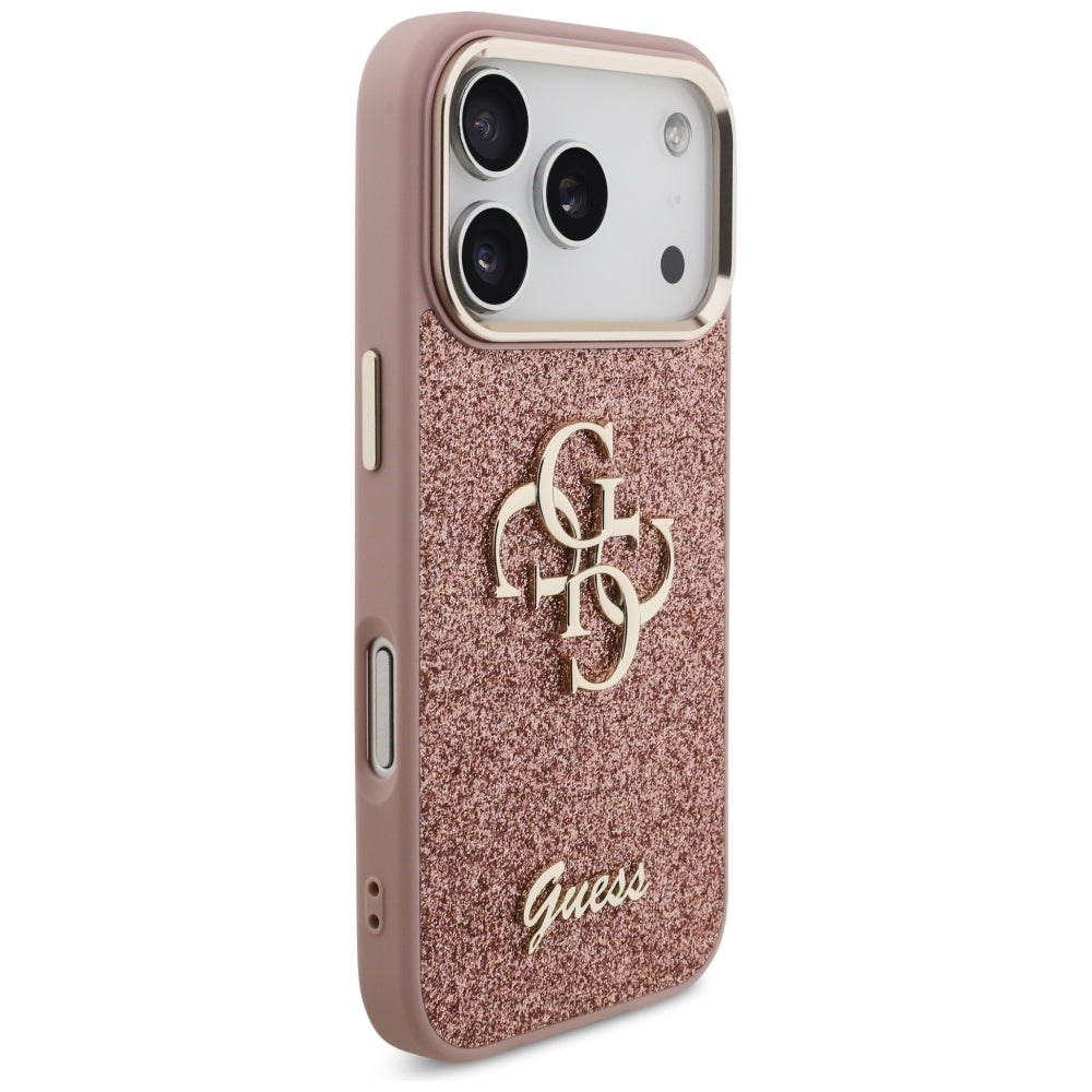 Guess Fixed Glitter Big 4G Metal Frame Case for iPhone 17 Pro - Pink_3