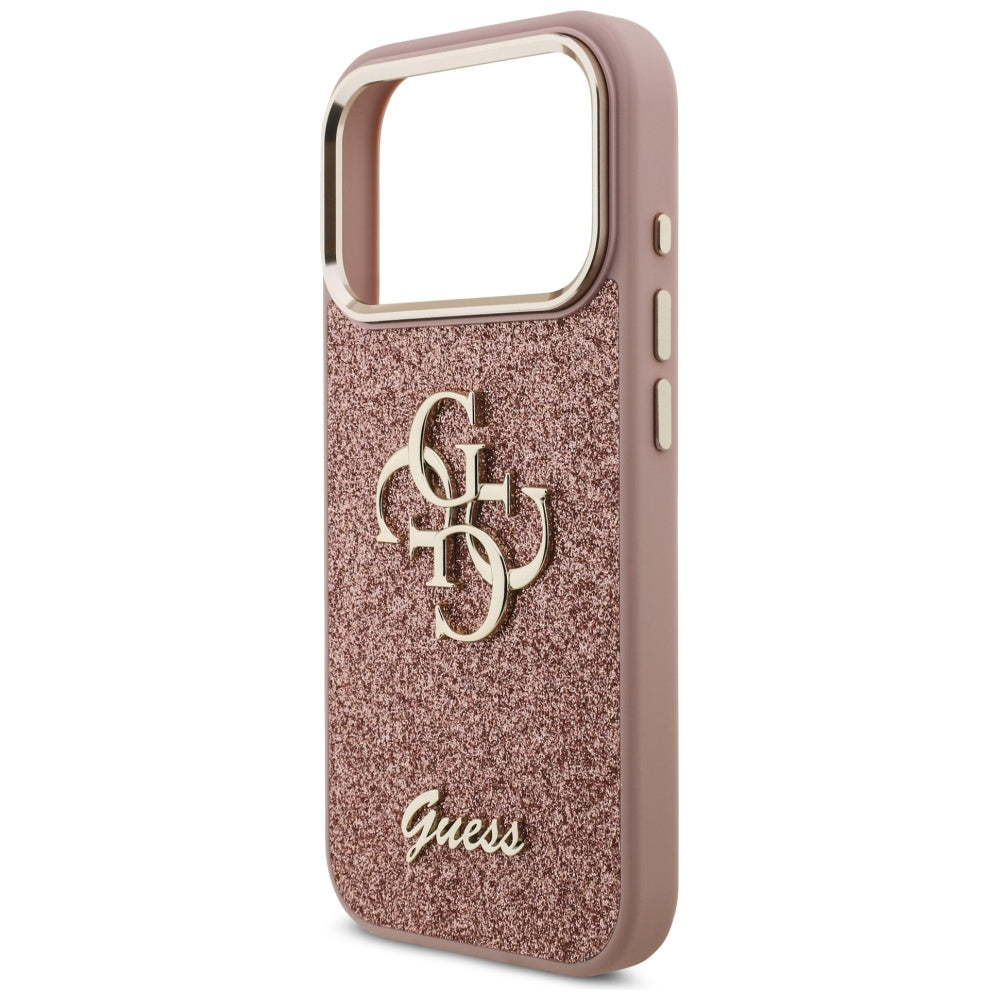 Guess Fixed Glitter Big 4G Metal Frame Case for iPhone 17 Pro - Pink_5