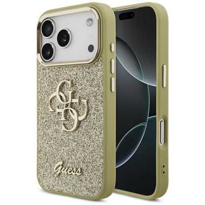 Guess Fixed Glitter Big 4G Metal Frame case for iPhone 17 Pro - gold_0