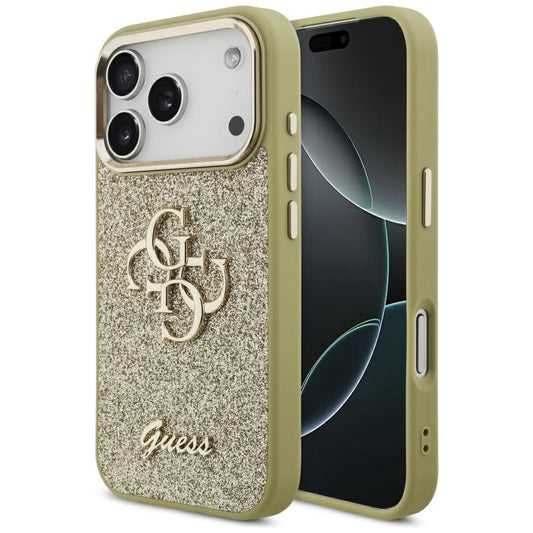 Guess Fixed Glitter Big 4G Metal Frame case for iPhone 17 Pro - gold_0