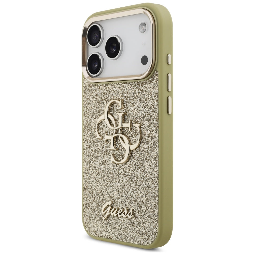 Guess Fixed Glitter Big 4G Metal Frame case for iPhone 17 Pro - gold_1