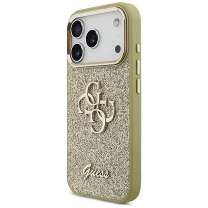 Guess Fixed Glitter Big 4G Metal Frame case for iPhone 17 Pro - gold_1