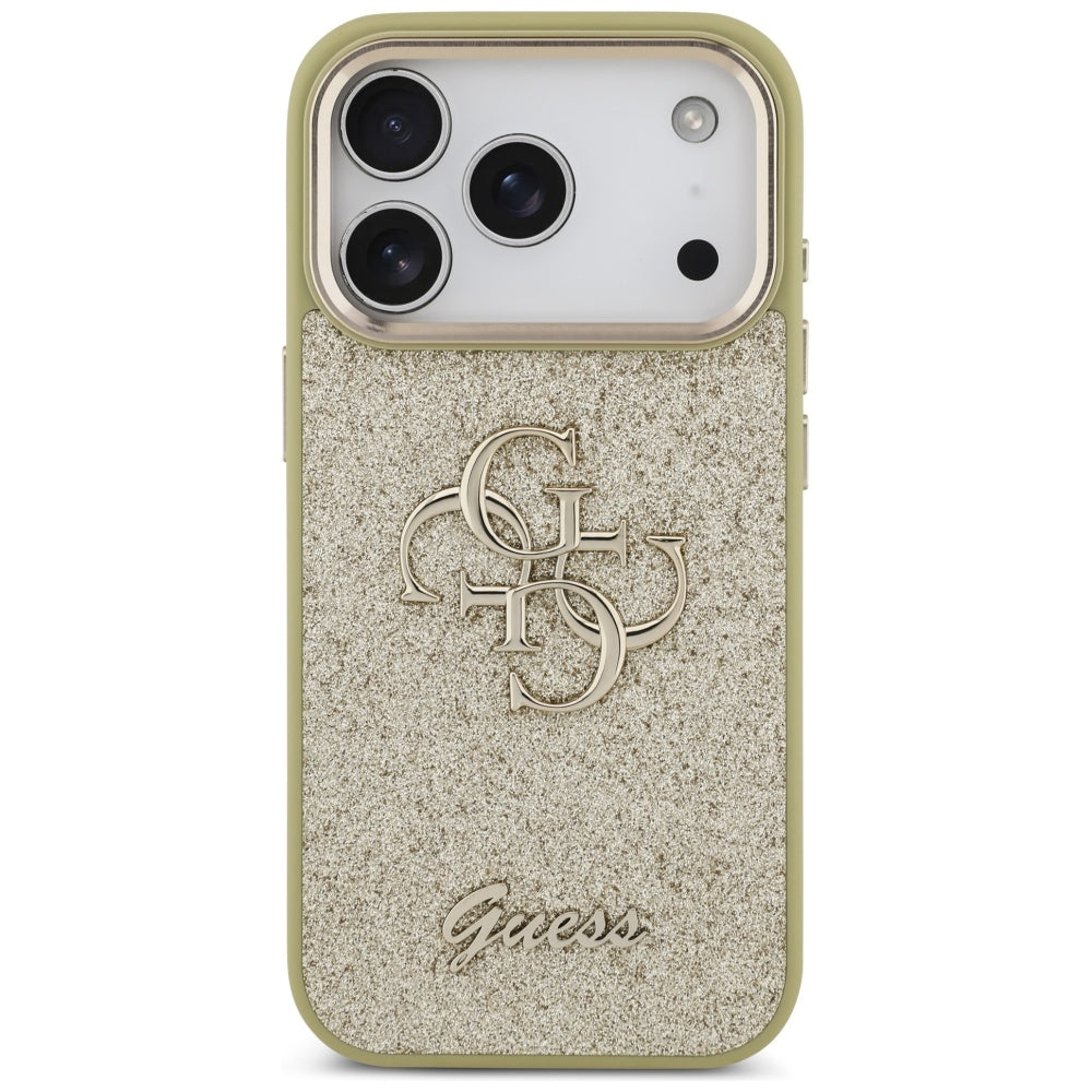 Guess Fixed Glitter Big 4G Metal Frame case for iPhone 17 Pro - gold_2