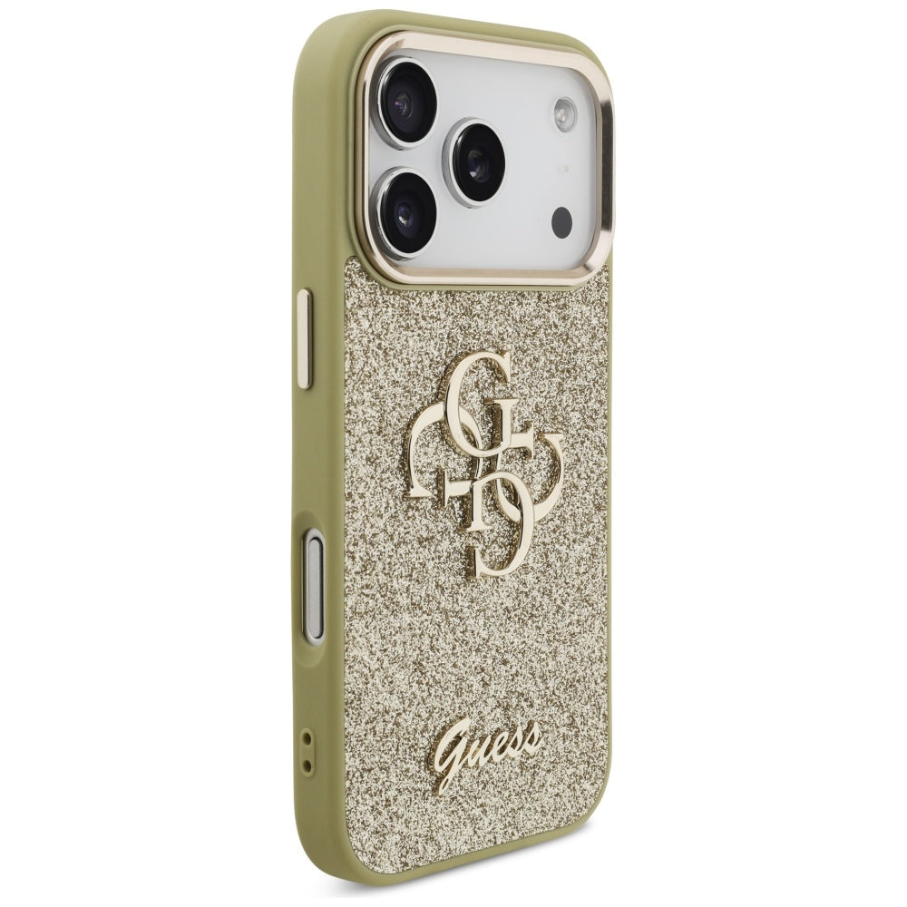 Guess Fixed Glitter Big 4G Metal Frame case for iPhone 17 Pro - gold_3