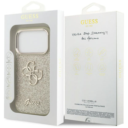 Guess Fixed Glitter Big 4G Metal Frame case for iPhone 17 Pro - gold_7