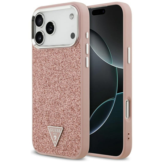 Guess Glitter Triangle Logo MagSafe Case for iPhone 17 Pro Max - Pink_0