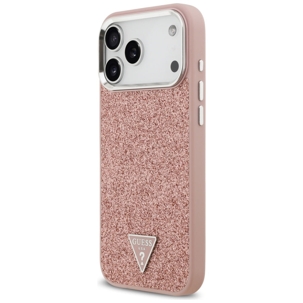 Guess Glitter Triangle Logo MagSafe Case for iPhone 17 Pro Max - Pink_1