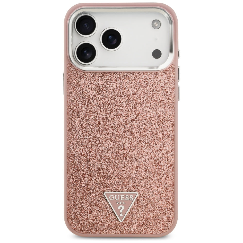 Guess Glitter Triangle Logo MagSafe Case for iPhone 17 Pro Max - Pink_2
