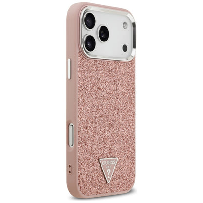 Guess Glitter Triangle Logo MagSafe Case for iPhone 17 Pro Max - Pink_3