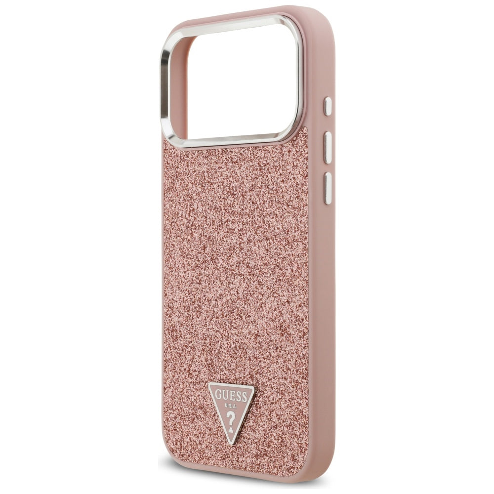 Guess Glitter Triangle Logo MagSafe Case for iPhone 17 Pro Max - Pink_5