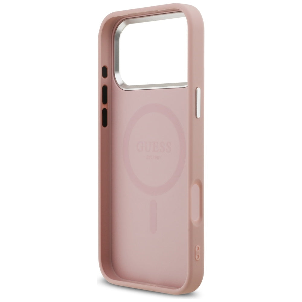 Guess Glitter Triangle Logo MagSafe Case for iPhone 17 Pro Max - Pink_6