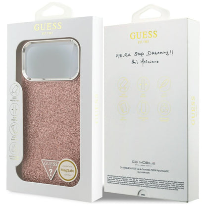 Guess Glitter Triangle Logo MagSafe Case for iPhone 17 Pro Max - Pink_7