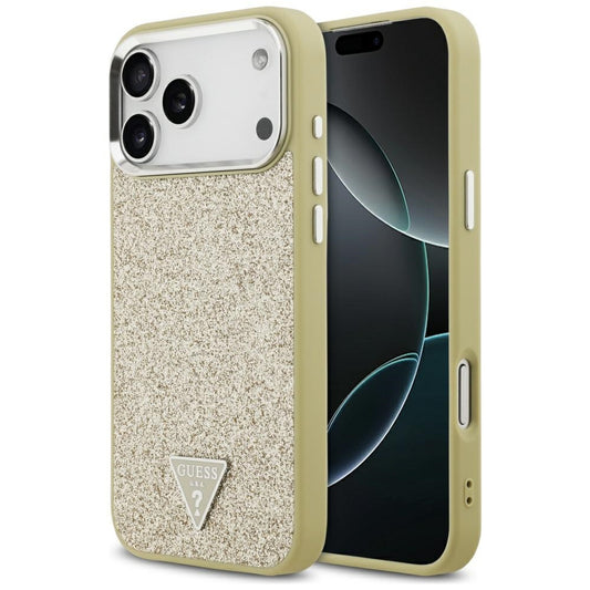 Guess Glitter Triangle Logo MagSafe Case for iPhone 17 Pro Max - Gold_0