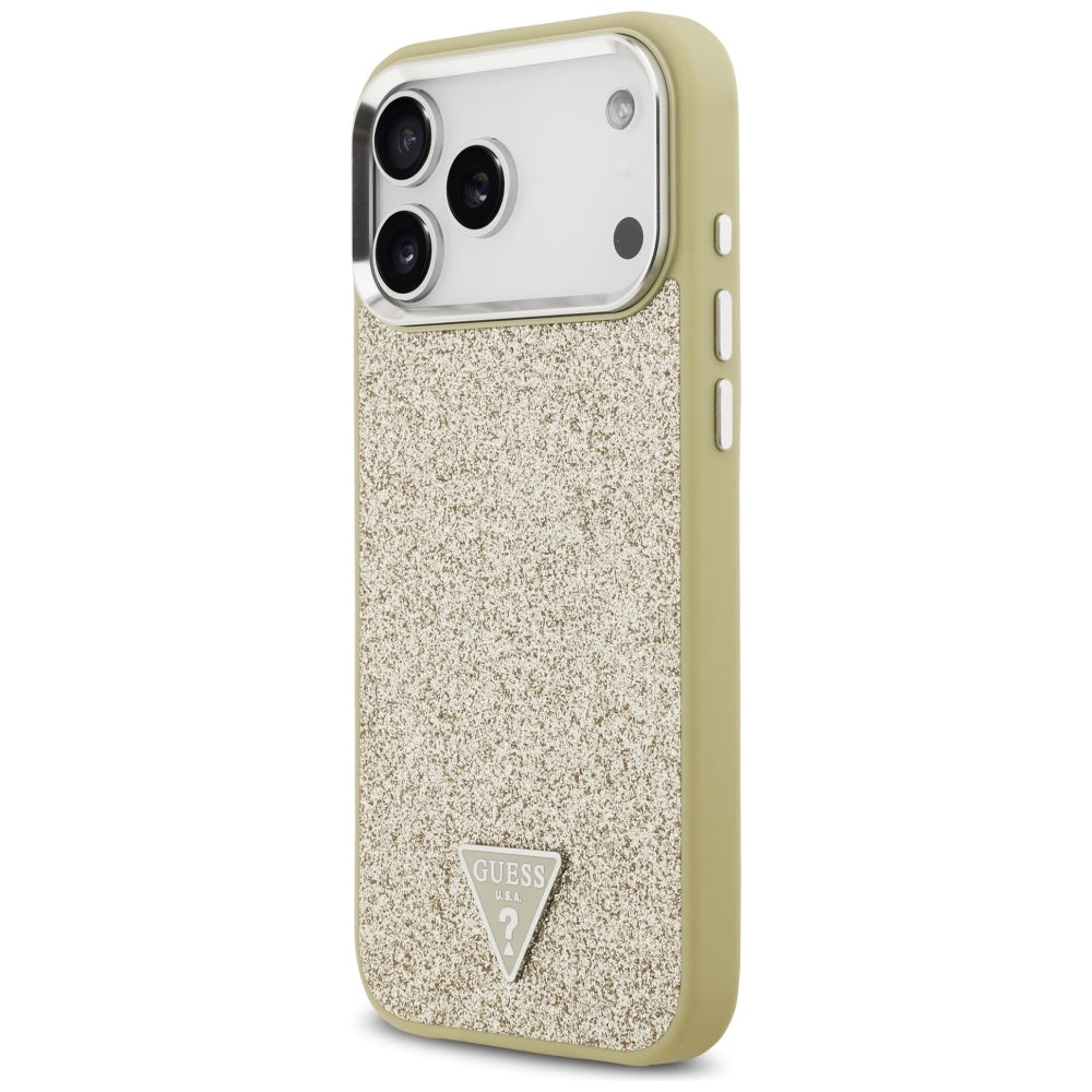 Guess Glitter Triangle Logo MagSafe Case for iPhone 17 Pro Max - Gold_1