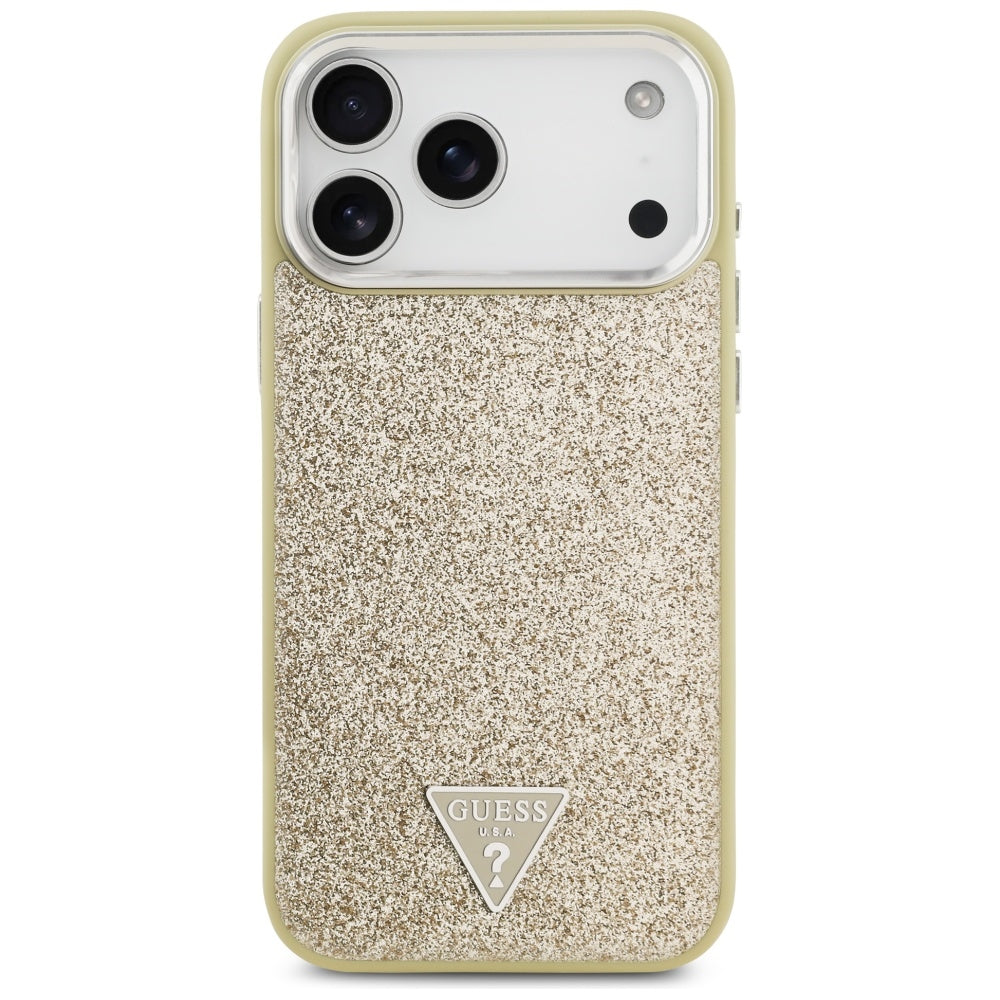 Guess Glitter Triangle Logo MagSafe Case for iPhone 17 Pro Max - Gold_2