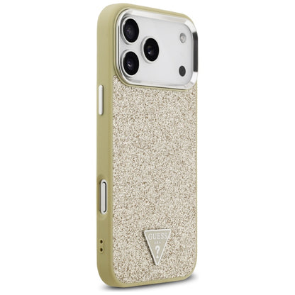 Guess Glitter Triangle Logo MagSafe Case for iPhone 17 Pro Max - Gold_3