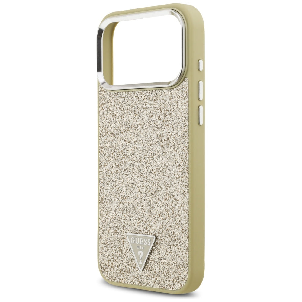Guess Glitter Triangle Logo MagSafe Case for iPhone 17 Pro Max - Gold_5