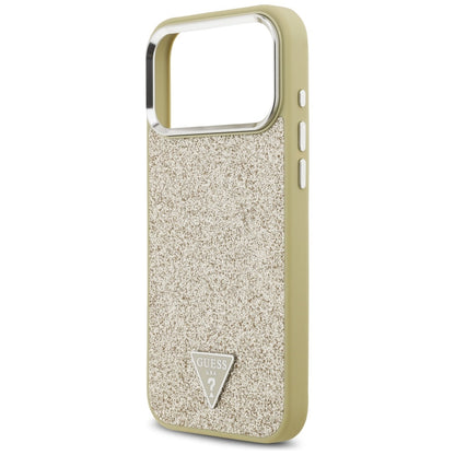 Guess Glitter Triangle Logo MagSafe Case for iPhone 17 Pro Max - Gold_5