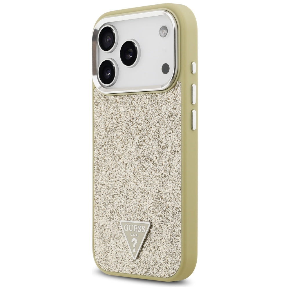 Guess Glitter Triangle Logo MagSafe Case for iPhone 17 Pro - Gold_1