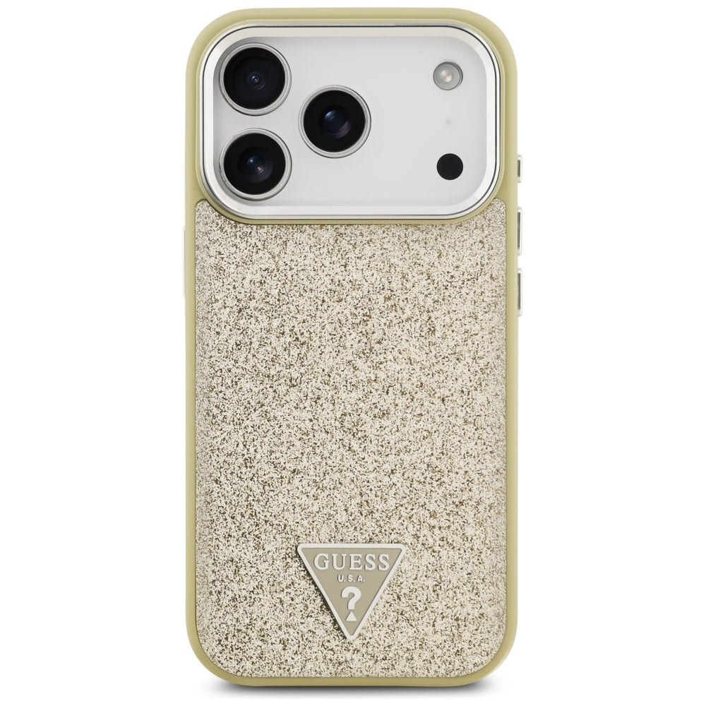 Guess Glitter Triangle Logo MagSafe Case for iPhone 17 Pro - Gold_2