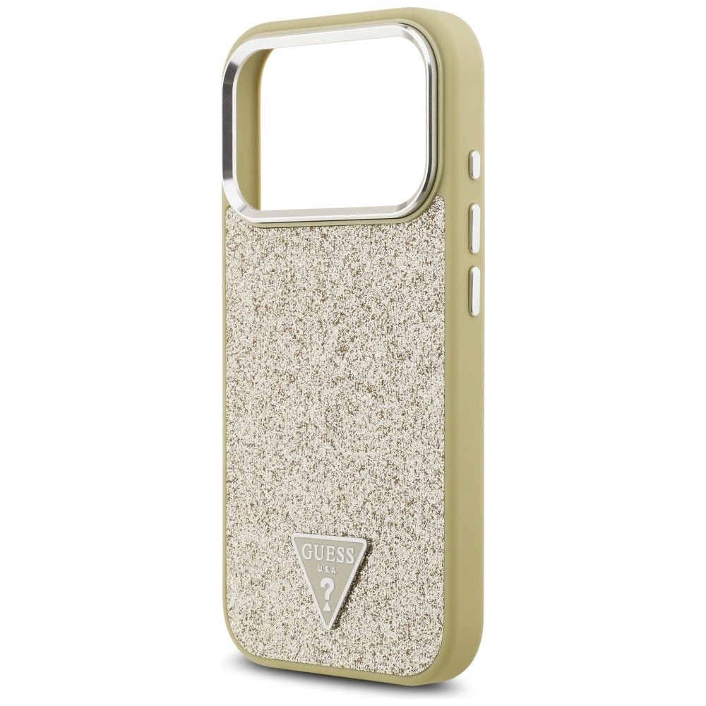 Guess Glitter Triangle Logo MagSafe Case for iPhone 17 Pro - Gold_5