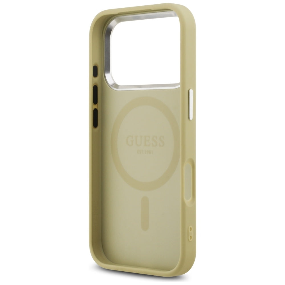 Guess Glitter Triangle Logo MagSafe Case for iPhone 17 Pro - Gold_6