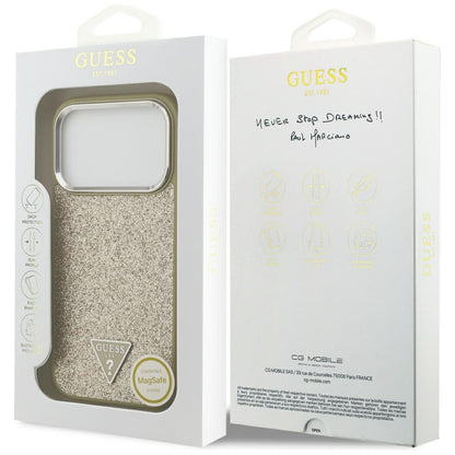 Guess Glitter Triangle Logo MagSafe Case for iPhone 17 Pro - Gold_7