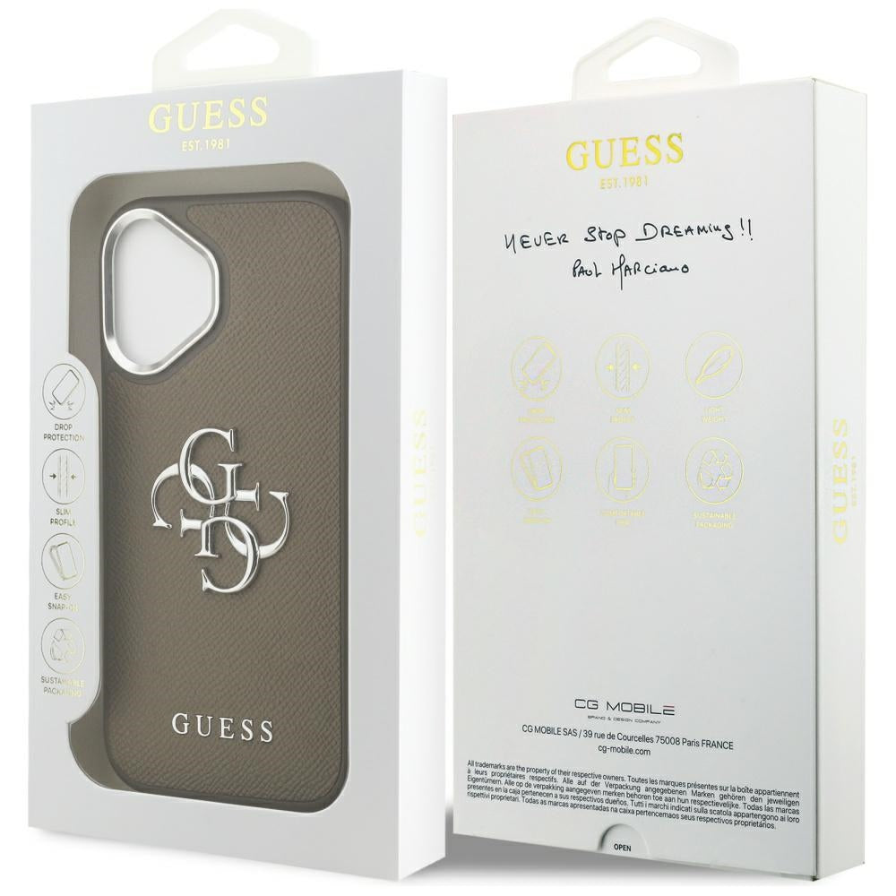 Guess Grained Big 4G Classic Logo iPhone 17 Case - Brown_7