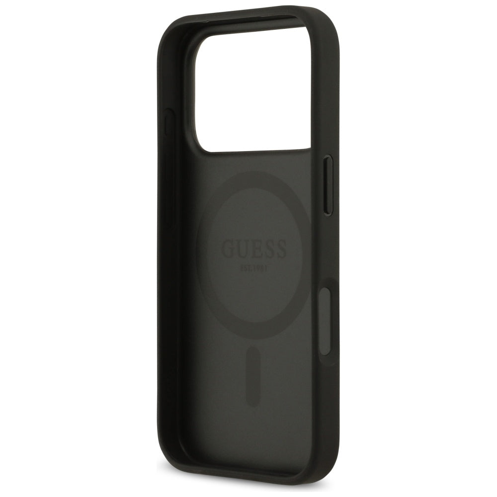 Guess Grained Flowers Classic Logo MagSafe case for iPhone 17 Pro - black_6
