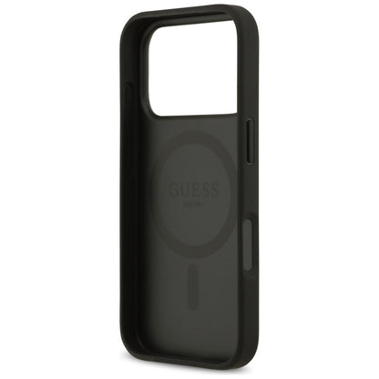 Guess Grained Flowers Classic Logo MagSafe case for iPhone 17 Pro - black_6