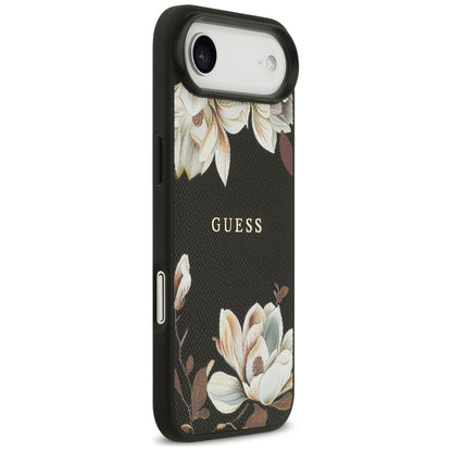 Guess Grained Flowers Classic Logo MagSafe case for iPhone Air - black_3