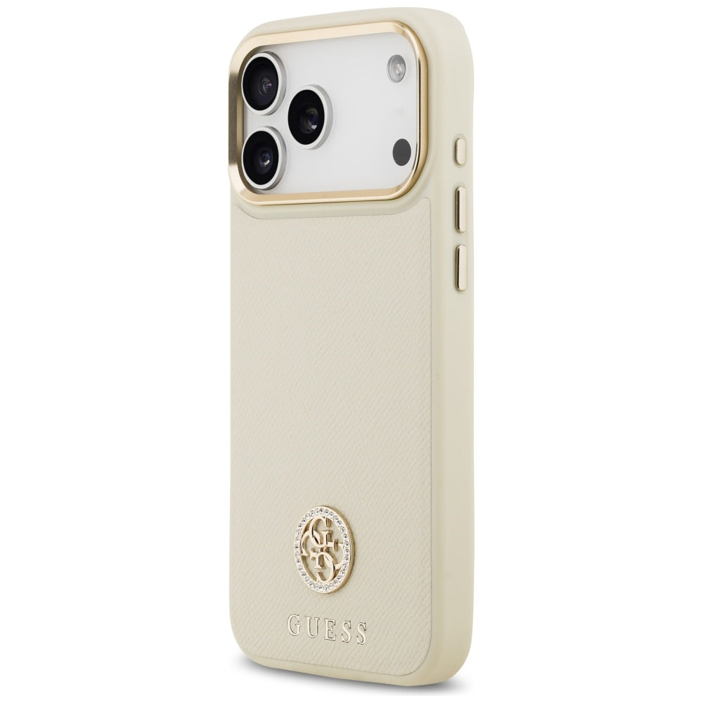 Guess Grained Strass Logo MagSafe case for iPhone 17 Pro Max - beige_1