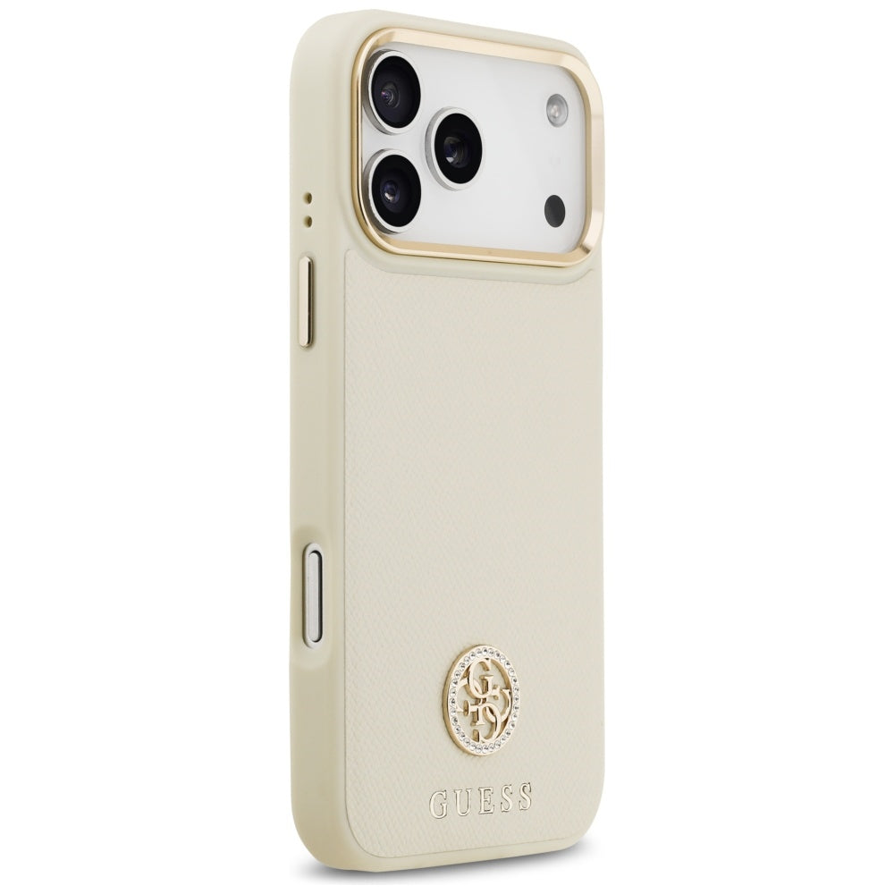 Guess Grained Strass Logo MagSafe case for iPhone 17 Pro Max - beige_3