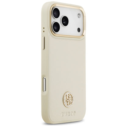 Guess Grained Strass Logo MagSafe case for iPhone 17 Pro Max - beige_3
