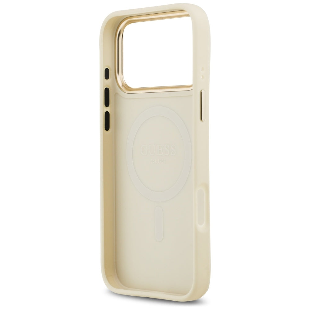 Guess Grained Strass Logo MagSafe case for iPhone 17 Pro Max - beige_6