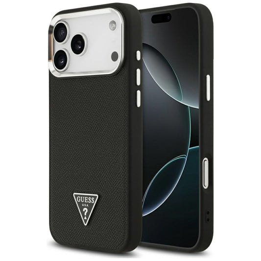 Guess Grained Triangle Logo MagSafe case for iPhone 17 Pro - black_0