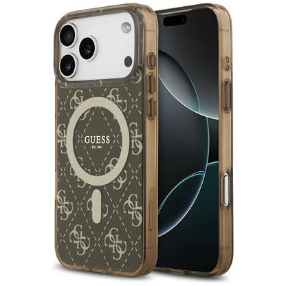 Guess IML 4G Background MagSafe Case for iPhone 17 Pro - Brown_0
